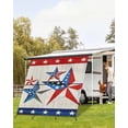 thumbnail image 4 of 4th of July RV Awning Sun Shade Screen 9'X7' American Flag Mesh Sunscreen Texas Star Stars Stripes Retro Wooden Awning Shade Screen with Zipper UV Blocker Completed Kits for RV Motorhome Camper, 4 of 7