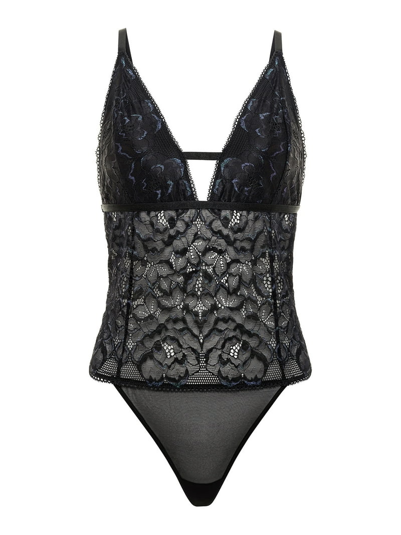Adored by Adore Me Micro and Lace Unlined Evalynn Bodysuit, Sizes