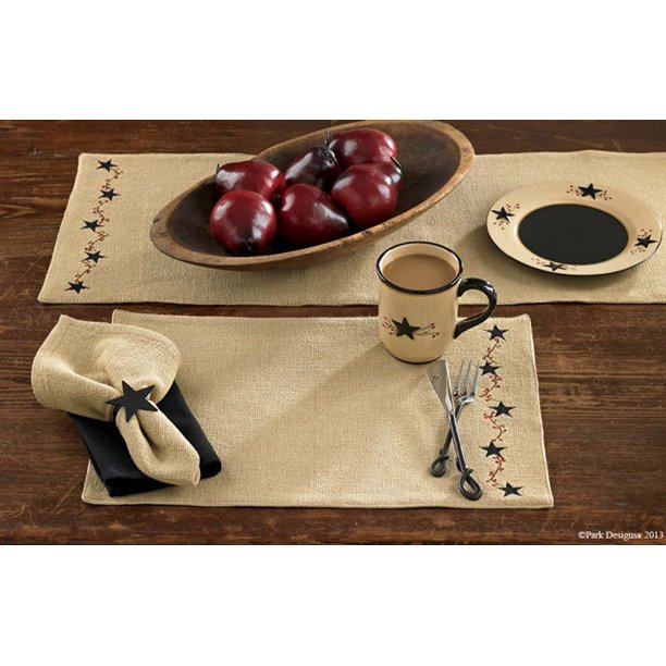 Burlap Star Placemat Set of 4, Soft cotton burlap! By Park Designs