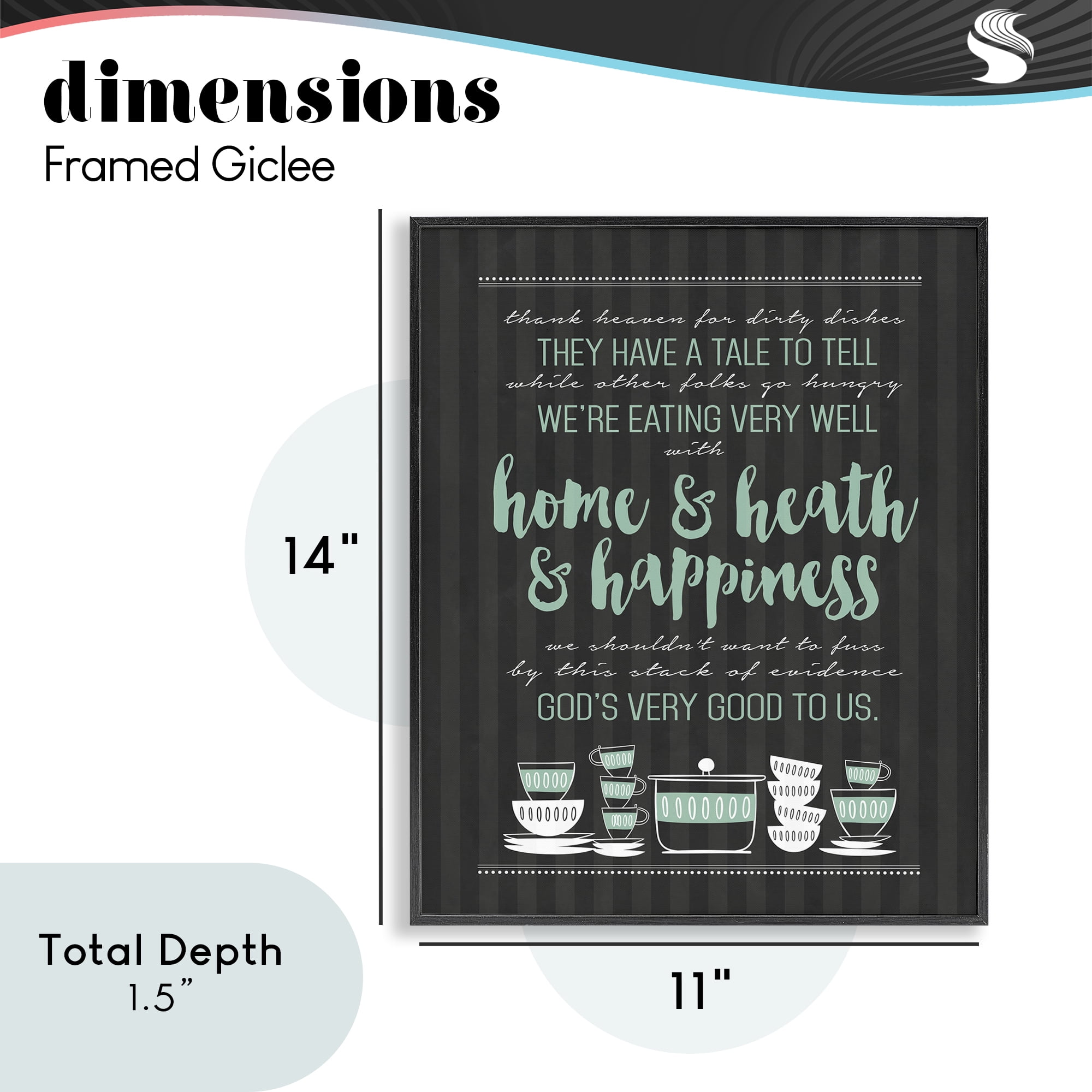 God's Good To Us Kitchen Black Framed Giclee Art, design by Lettered and Lined