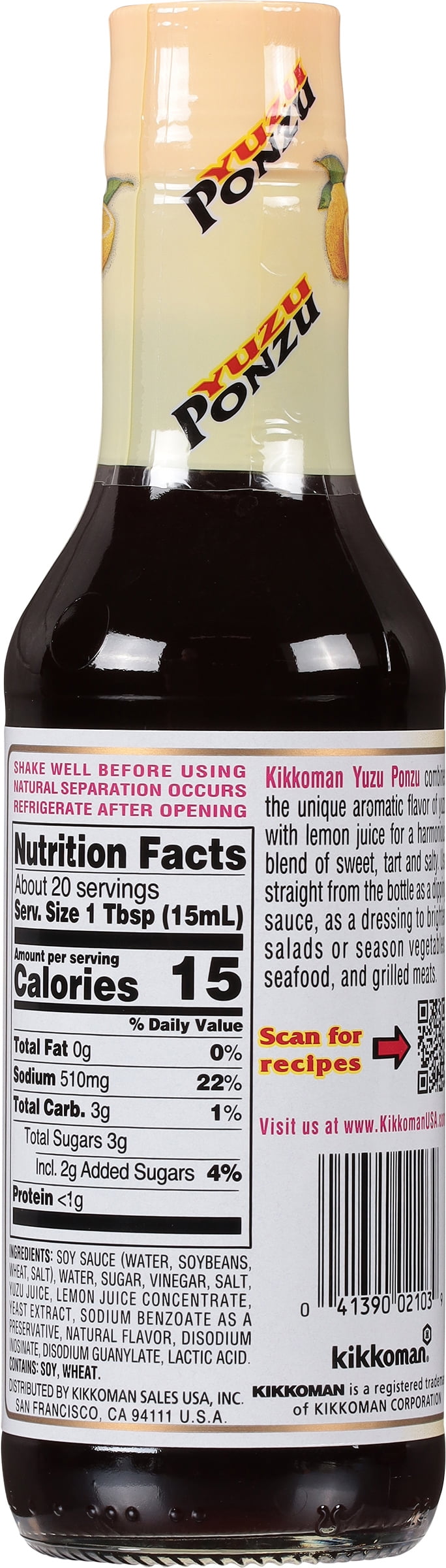 (3 pack) Kikkoman Yuzu Ponzu Sauce, 10 fl oz Glass Bottle