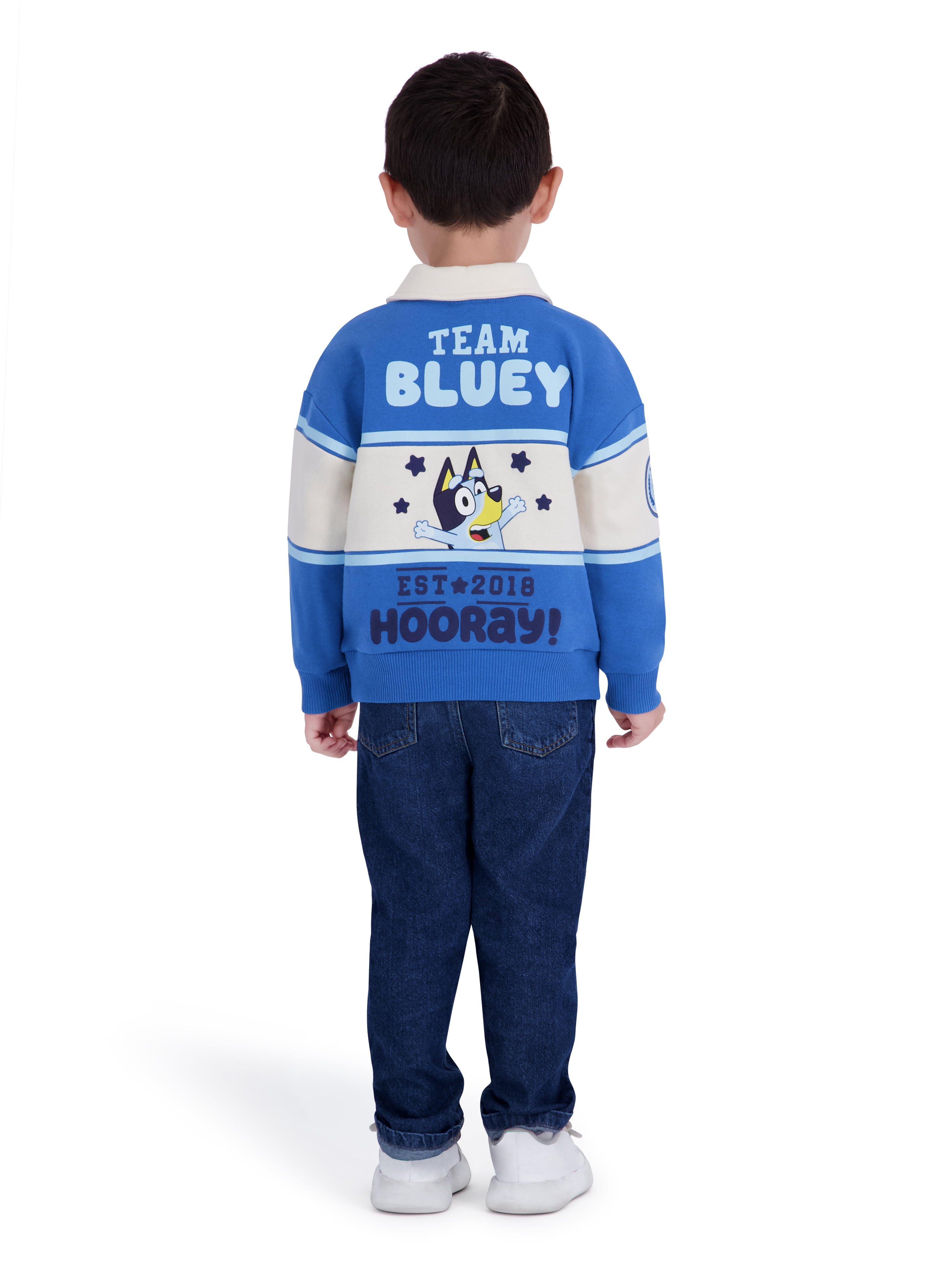 Bluey Toddler Boy Long Sleeve Rugby Shirt, Sizes 12M-5T