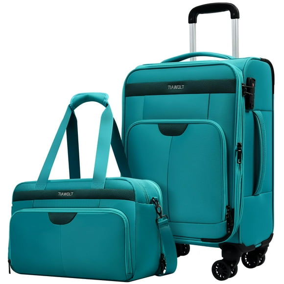 Set de equipaje TIAWOLT Carry On de 20 pulgadas con bolsa de viaje Airline Green