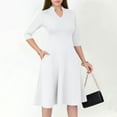 thumbnail image 2 of Wiyuqeen Business Dresses for Women Wear to Work Dresses 3/4 Sleeve Midi Aline Dress Solid Formal Fit and Flare Casual Dress with Pockets, 2 of 10