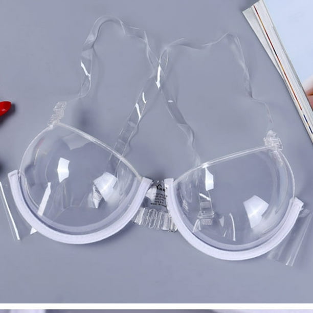 Transparent Plastic 3/4 Cup Clear Strap Invisible Bra Women's Sexy  Underwear