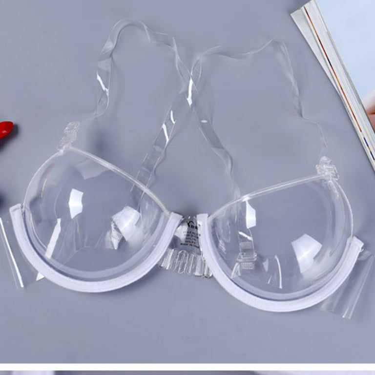 DISHAN Transparent Plastic 3/4 Cup Clear Strap Invisible Bra Women