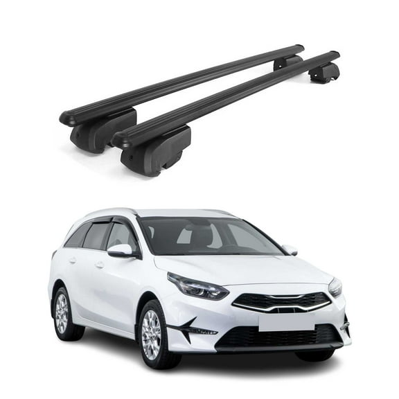 Lockable Roof Rack Cross Bars Carrier for Kia Cee'd Sportswagon 2018-2024 Black