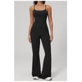 thumbnail image 4 of PISONIC Workout Sets for Women, 2 Piece Seamless Spaghetti Straps Crop Top Matching High Waist Flare Leggings Gym Yoga Outfits, 4 of 8