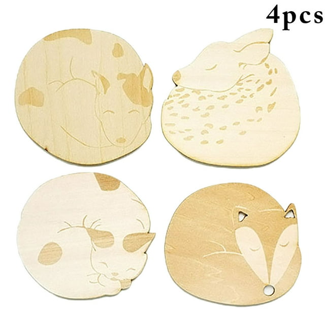 Coofit 4PCS Tasse Sous-Verres Bois Beaux Animaux Forme Boissons Sous-Verres Tasse Tapis de Table