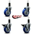 thumbnail image 2 of 4 Inch Blue Poly Wheel Swivel 1-1/4 Inch Expanding Stem Caster Set 2 Brakes SCC, 2 of 2