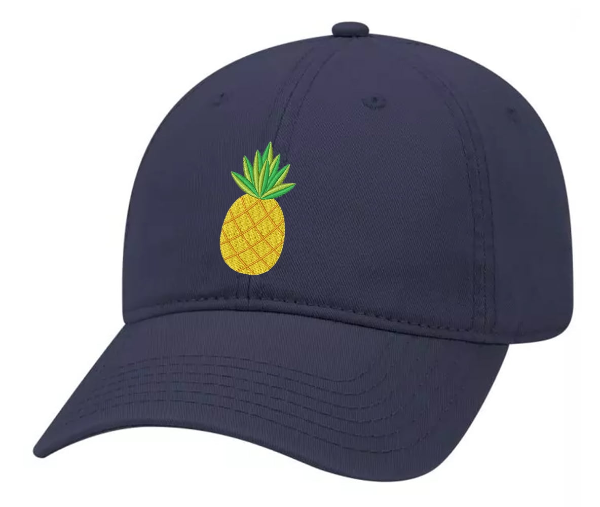 Trenz Shirt Company Upside Down Pineapple Embroidered Twill Baseball Cap Unisex Dad Hat with Adjustable Metal Buckle Back-Black, Women's, Size: One