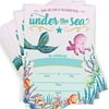 Mermaid Invitations | Under The Sea | 16 Invitations and Envelopes | Mermaid Party