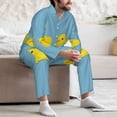 thumbnail image 7 of Fuzoiu Cute Ducky Print Men's Long-Sleeved Pajama,Lounge Button Down Nightwear,Mens Notch Collar Pajama Set -Medium, 7 of 7