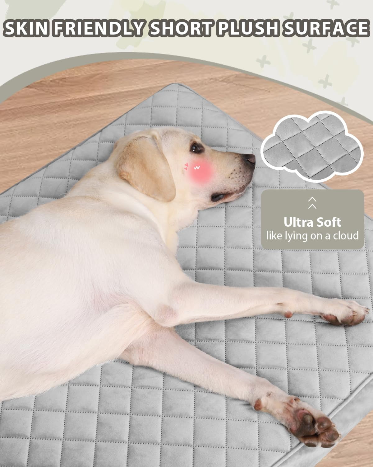 Extra Large Dog Bed Light Gray 41"L x 27"W x 3.5"Th Orthopedic Waterproof with Removable Cover