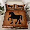 thumbnail image 2 of Homewish Horse Pattern Queen Sheet Sets,Rustic Western Farmhouse Flat Sheet,Black Brown Queen Fitted Sheet For Kids,Luxury Bedroom Decor,4 Pieces, 2 of 7