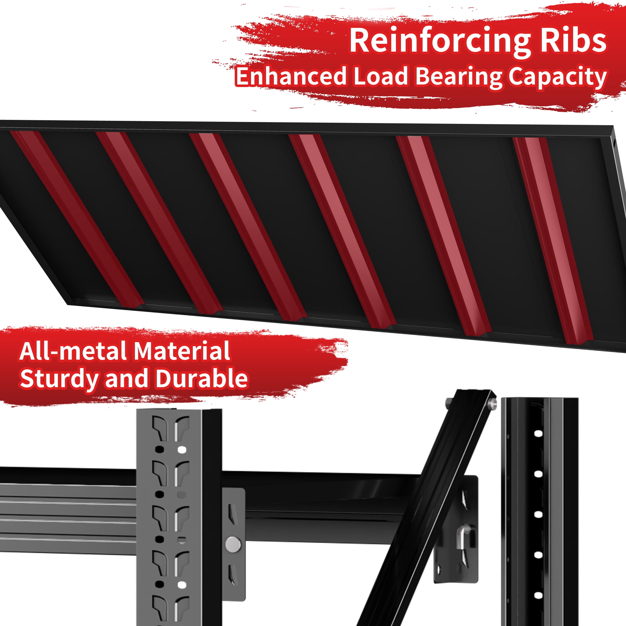 59" W Garage Shelving 3000LBS Garage Storage Shelves 4-Tier Metal Adjustable Shelf Unit Storage Rack for Basement Supermarket Warehouse 59" W x 24" D x 78" H Black