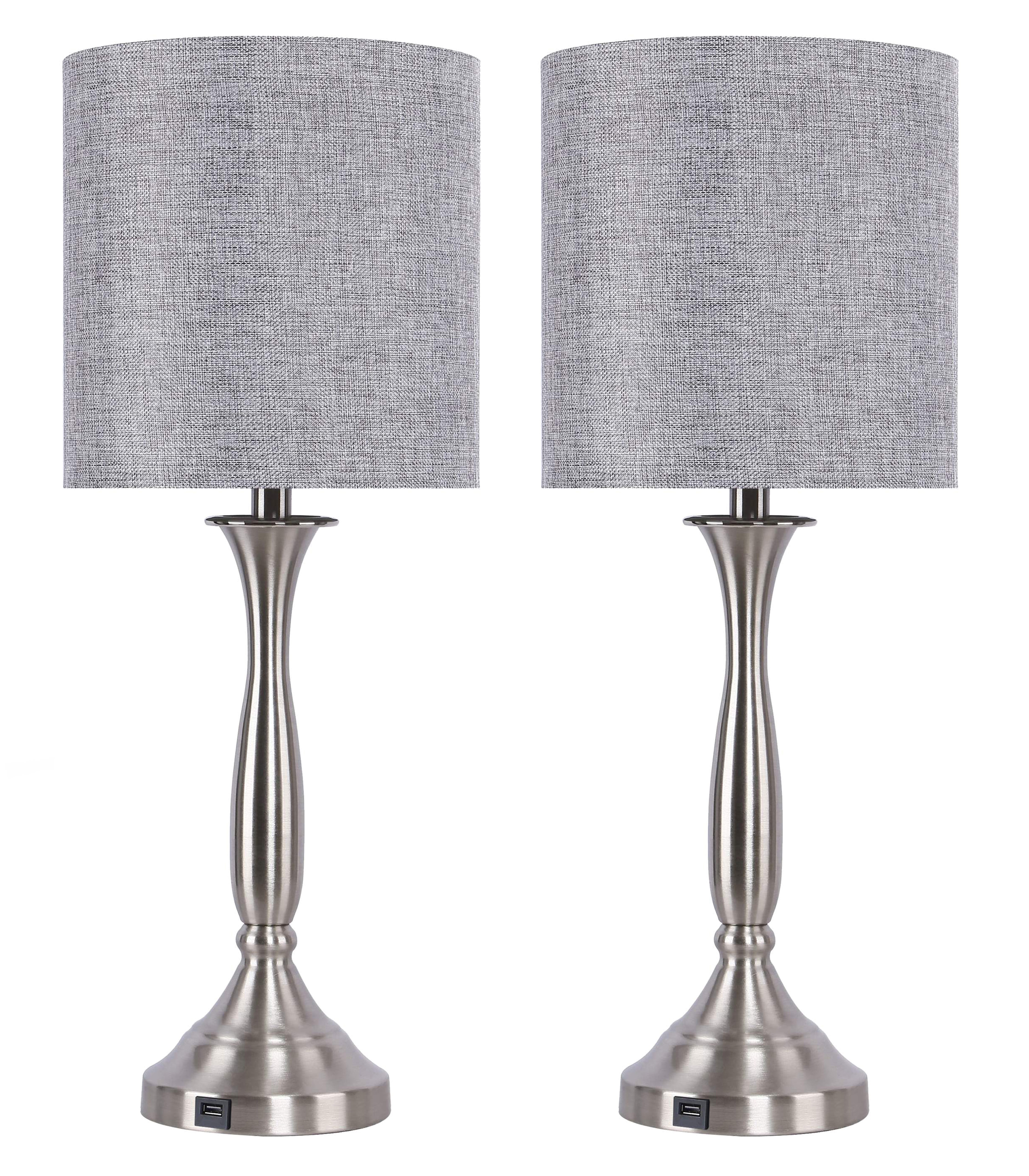 Grandview Gallery 25 5 Inch Tall Modern, Tall Nickel Table Lamp With Black Shade
