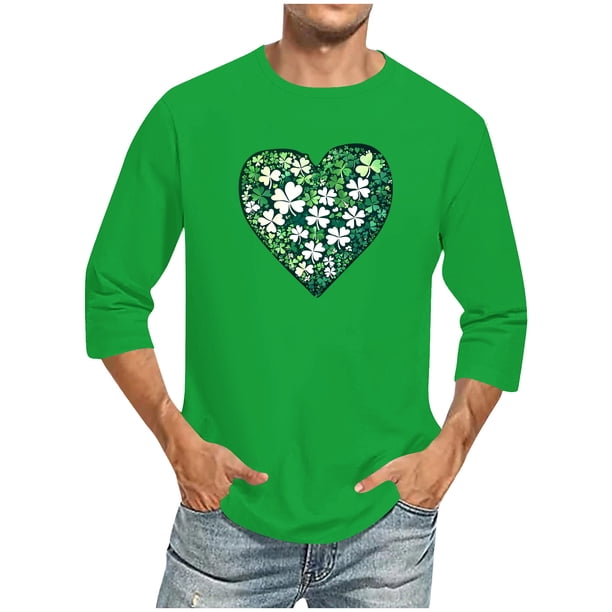 Camisetas de Navidad para Hombres Impresión de la Moda Cuello Redondo Blusas de Manga 3/4 de Ocio, Camisetas de Lino Casual para Hombres para Uso Diario Al Aire Libre