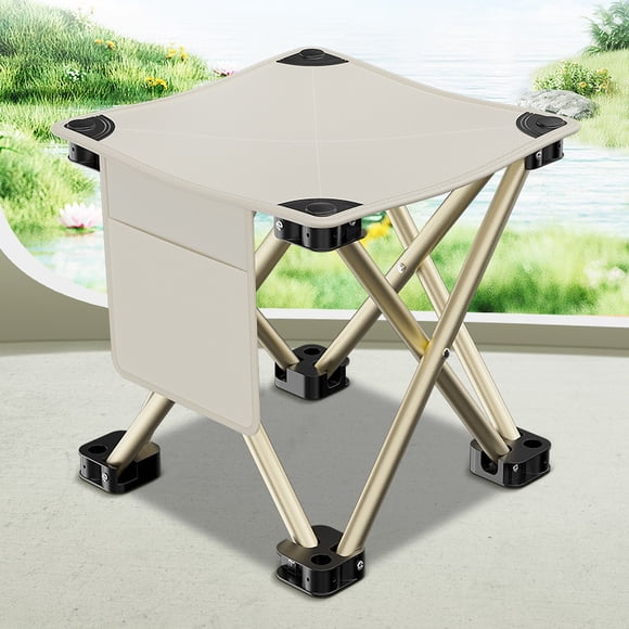 Tabouret Pliant Léger de Voyage en Auto, Portable, en Tissu Respirant, à Fermeture Éclair, pour Camping et Pêche, avec Poches Latérales, Tabourets d'Extérieur