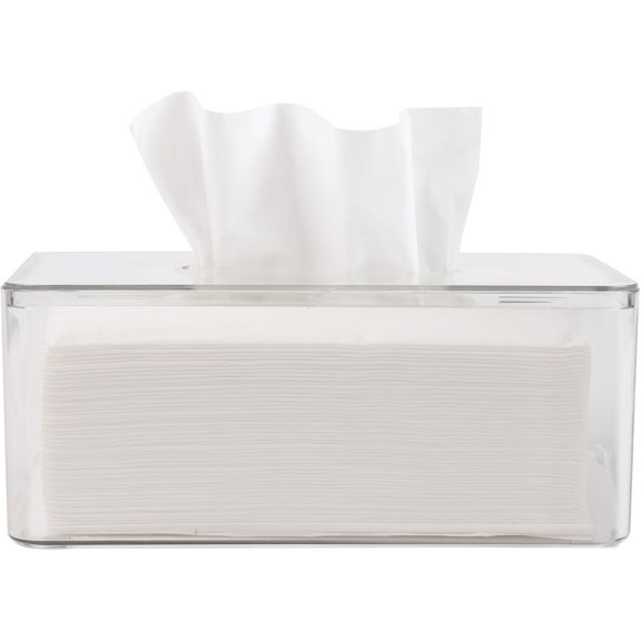 9.3x5.3x3.9In Clear Plastic Tissue Box,Facial Tissue Dispenser Organizer for Home,Rectangle Sheet Holder Organizer for Bathroom,Kitchen and Cars