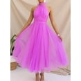 thumbnail image 3 of Women’s Long Dresses Backless Bodycon Adjustable Tie Halter Neck Cocktail Dresses Tulle High Waist Solid Sun Dress for Party Wedding, 3 of 5