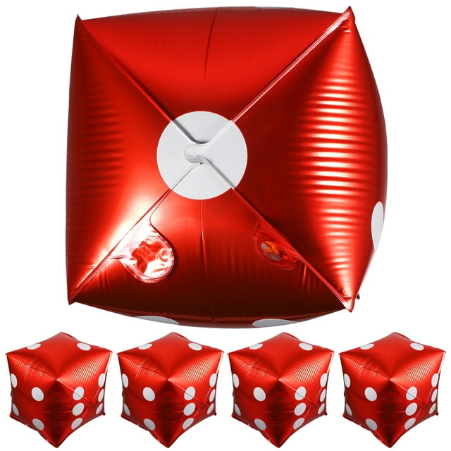 5 globos cúbicos de aluminio con forma de dados para decoración de fiestas temáticas de casino