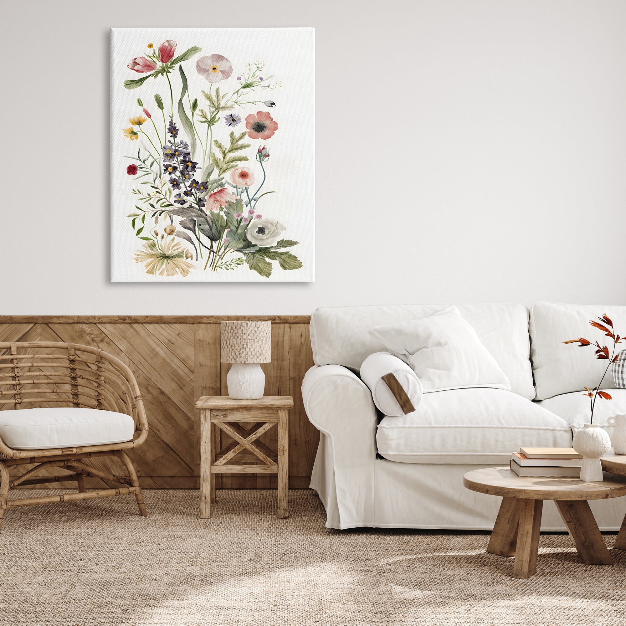 Stupell Industries Subtle Wildflower Blooms Botanical & Floral Painting Gallery Wrapped Canvas Art Print Wall Art, 36 x 48