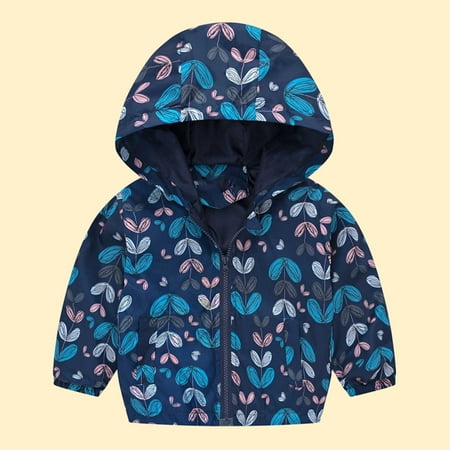

jsaierl Toddler Kids Baby Boys Girls Fashion Cute Cartoon Flowers Car Pattern Windproof Jacket Hooded Coat