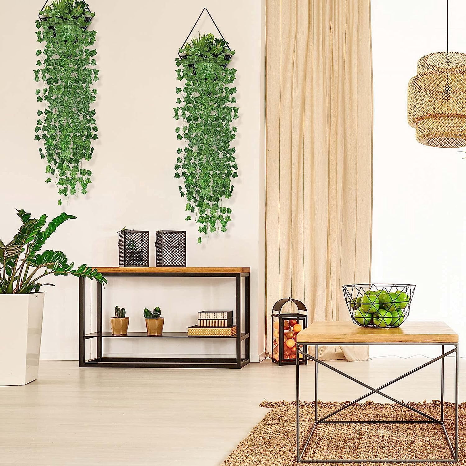 Morttic 72 Strands  Vines Garland - 496 Feet Artificial Leaves Fence Privacy Screen Green Fake Vines for Room Decor - Greenery Garland for Wall Decorations