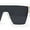 Clear Black, variant on Oversize Flat Top Shield Square Rectangle Plastic Fashion Sunglasses All Black