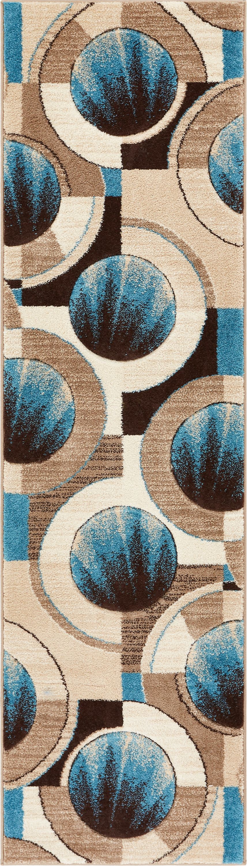 Well Woven Ruby Yolo Mid-Century Modern Geometric Blue 2' x 7' 3D High-Low Runner Area Rug