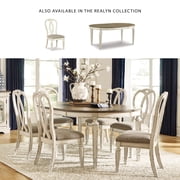 Signature Design by Ashley Realyn Dining Upholstered Side Chair, Set of 2, Chipped White Finish, French Country Ribbon Back