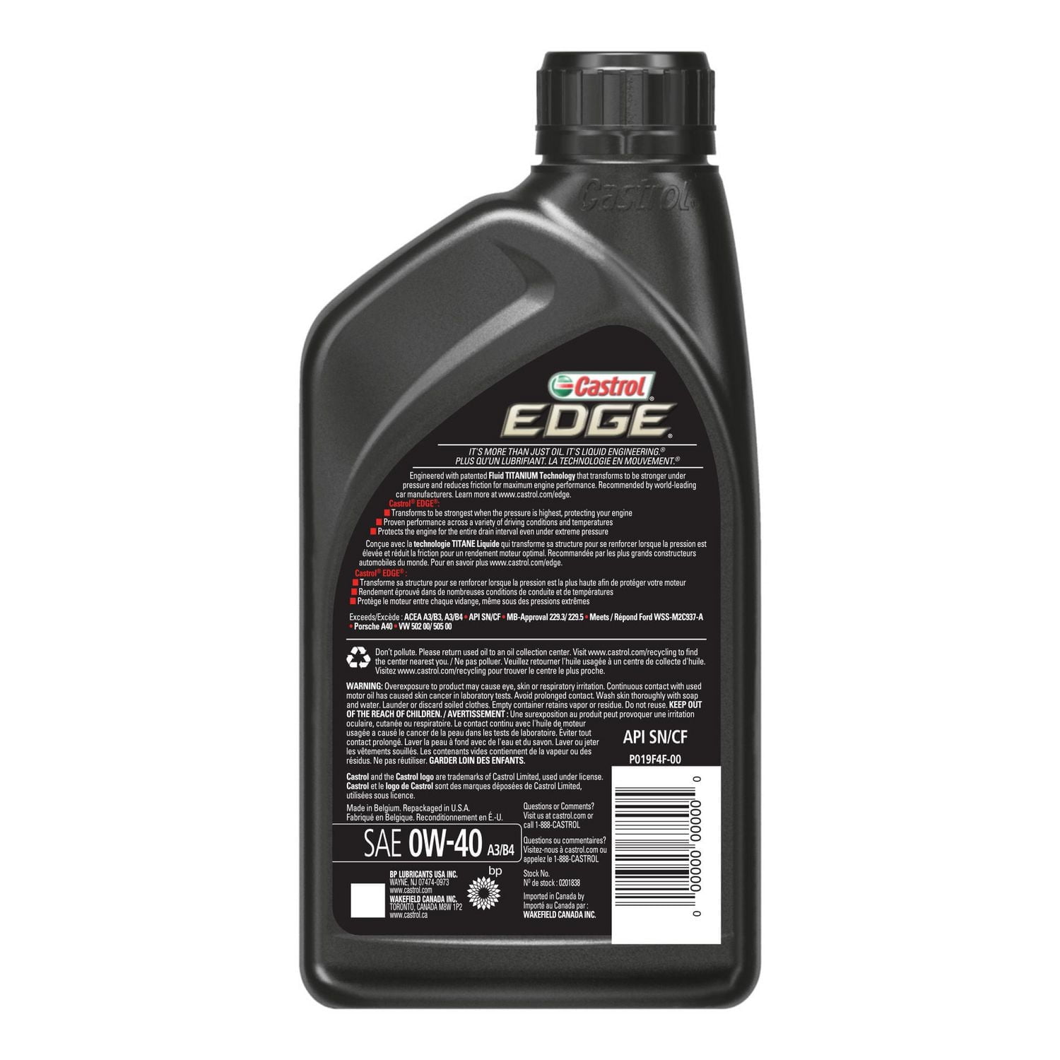 Castrol Edge 0W40 A3/B4 Full Synthetic Euro Spec Engine Oil, Full Synthetic Euro Spec Engine Oil