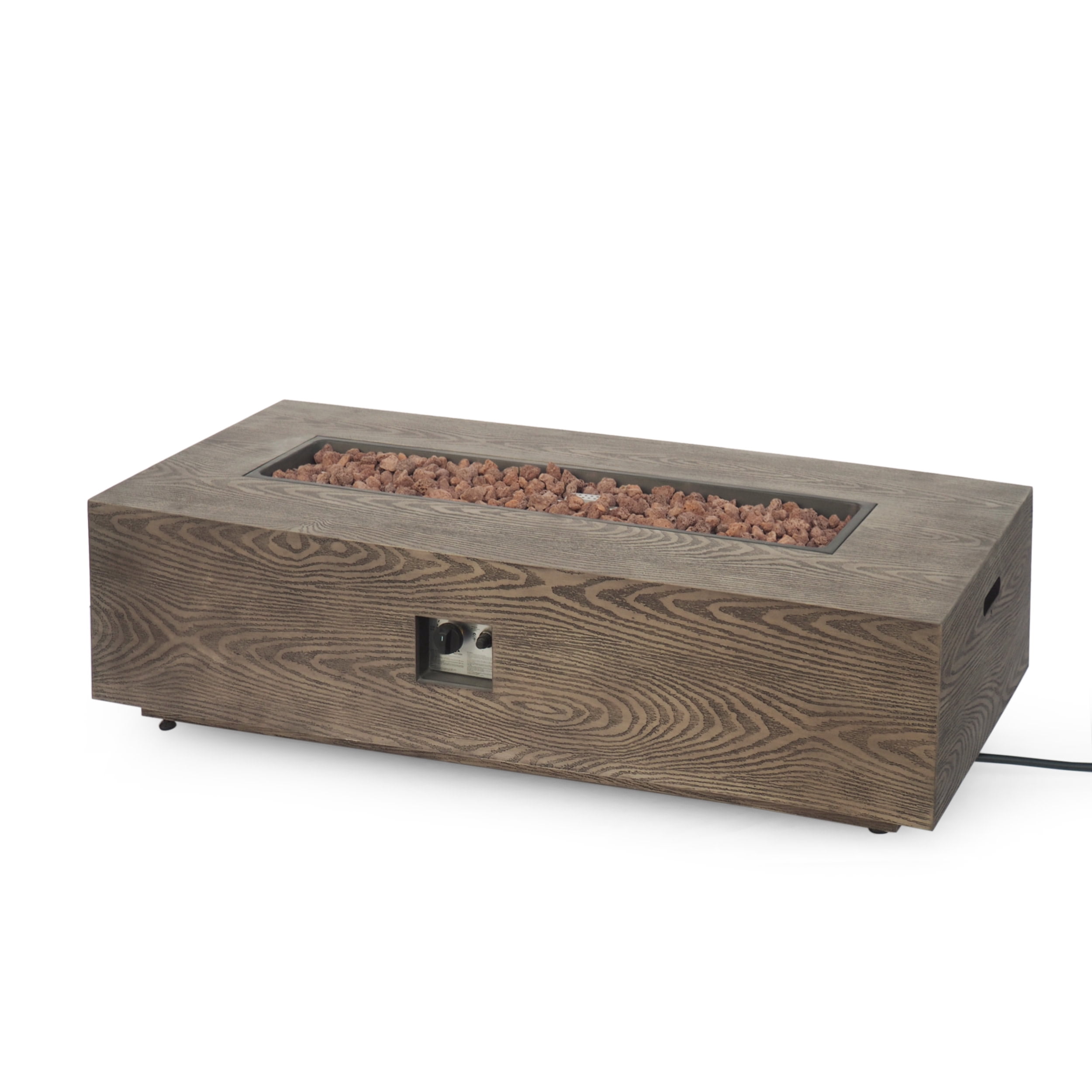 Mayfair Metal Outdoor 50,000 BTU Rectangular Fire Pit (No Tank Holder), Brown Wood Pattern