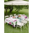 thumbnail image 4 of Outdoor Tablecloth with Umbrella Hole for Patio/Picnic/Party/Camping, Pink Tulips Waterproof Table Cloth Rectangle Table Cover Washable, Spring Floral Farmhouse Glass Vase Green Leaf (60"x 84"), 4 of 9