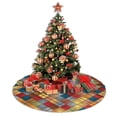thumbnail image 4 of Falda para árbol de Navidad con estampado de tartán a cuadros, color marrón, suave y divertida, decoración navideña de granja de 36", 4 of 4