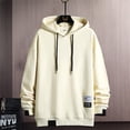 thumbnail image 2 of kpoplk Mens Hoodie Sweatshirt, Men's Hoodies Casual Splicing Hooded Long Sleeve Pullover Tops Sweatshirt(Beige,XL), 2 of 7