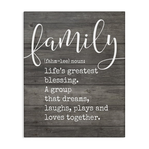 Stupell Industries Rustic Lodge Family Definition Planked Canvas Art, 16 x 20, by Lettered and Lined