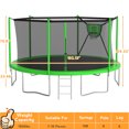 thumbnail image 2 of KOFUN Trampoline with Basketball Hoop & Light, 1500lbs 10FT 12FT 14FT 16FT Trampoline for Adults and Kids, No Gap Design Backyard Trampoline with Enclosure Net, Ladder, Green, 2 of 9