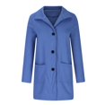 thumbnail image 5 of XFLWAM Women's Basic Stand Collar Slim Fit Jacket Coat Lapel Button Down Solid Color Wool Coat Trench Coat with Pockets Sky Blue XL, 5 of 6