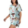 thumbnail image 2 of Naloa Cute Pug Dogs Women's Short-Sleeved Pajama Set, Loungewear, Summer pajamas, Breathable Cozy - Medium, 2 of 9