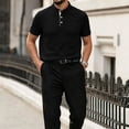 thumbnail image 2 of Breeze Polo Shirts for Men Beer Belly Ultra Comfortable Stretchy Quick Dry Textured Collared Short Sleeve Shirts for Office Summer Daily Black L, 2 of 5