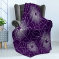thumbnail image 4 of Dark Purple Soft Flannel Fleece Throw Blanket, Repetitive Spider Web Pattern Spooky Halloween Items Silhouette Mysterious Layout, Cozy Plush for Indoor and Outdoor Use, 70" x 90", Mauve, by Ambesonne, 4 of 5