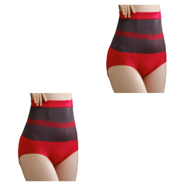 Minnieouse Ropa interior de cintura alta para mujer, entrenador de cintura Chinlon para fiesta, fajas elásticas respetuosas con la piel para Rojo SG 2piezas