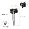 thumbnail image 2 of Uxcell 40mm (1-19/32") Carbide 3 Flutes 4 Spurs Wood Hole Hinge Boring Forstner Drill Bit, 2 of 6