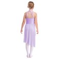 thumbnail image 2 of Sinleey Kids Girls Ballet Modern Lyrical Dance Dress Asymmetrical Hem Leotard Tutu Skirt Figure Ice Skating Dress Light Purple 14, 2 of 7