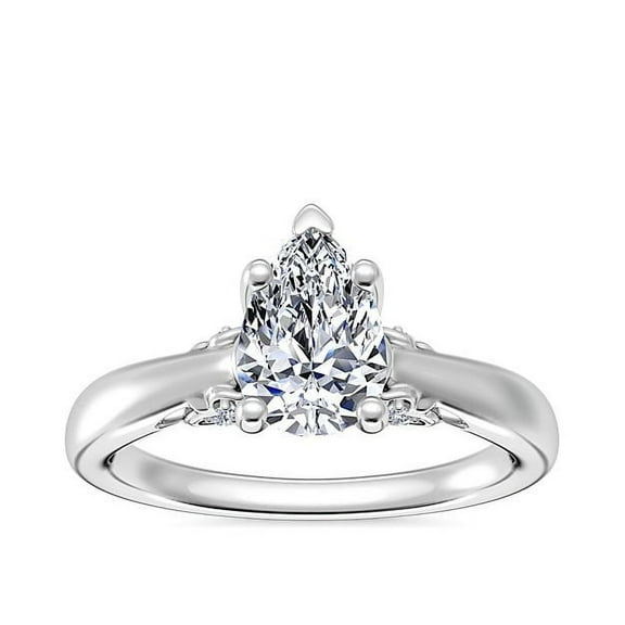 1.20 Carat Pear Cut Real Diamond Beautiful Solitaire Engagement Ring for her Solid 14K White Gold Size 7