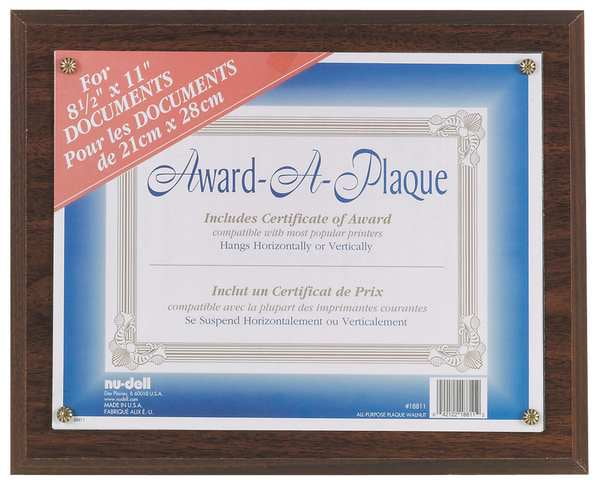 New in box NUDELL 18811M Award-A-Plaque Walnut 8.5" x 11" 