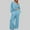01 Light Blue, variant on Fewfanhot 2 Piece Sets for Women Casual V Neck Shirts Wide Leg Running Long Pants Loose Workout Tracksuit Sets