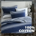 YPLWOMEN 100 Cotton Quilt Queen Size Navy Quilt White Striped